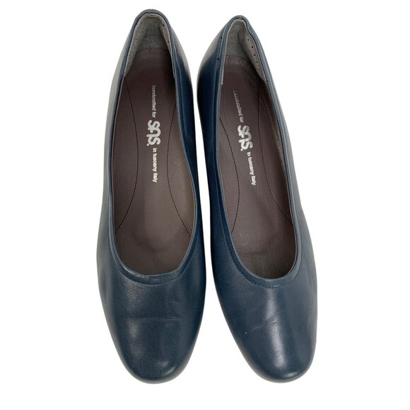SAS Lucia Womens Leather Slip-On Low Heels Size 8M Blue Italy Z10671 Comfort - Picture 10 of 10